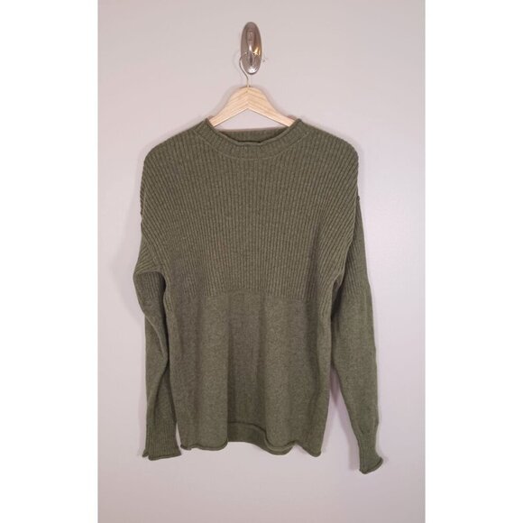 Sundance Wool Crewneck Ribbed Long Sleeve Green Women's Sweater Size L - Picture 1 of 6